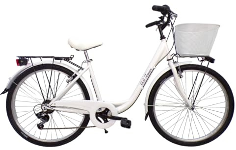 Cicli Tessari - bicicletta donna bici da passeggio city bike 26 cambio 6 velocita' telaio basso (bianco)