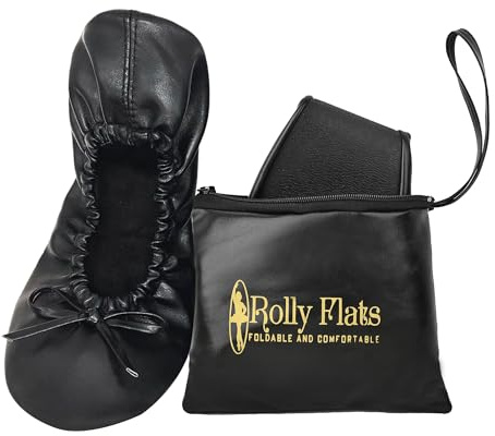 Women's Foldable Ballet Flats – Portable Flat Shoes for Travel and Wedding that Fit in Your Purse (XXL, Black)