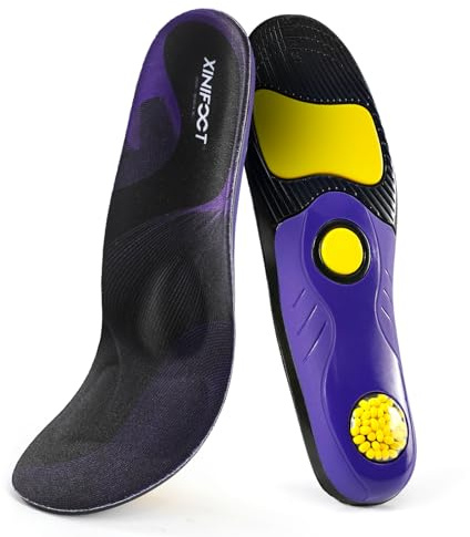 XINIFOOT Plantillas de soporte de arco alto para fascitis plantar para hombres y mujeres, inserto de pies planos, plantilla de zapato de bota de trabajo, inserto de absorción de golpes para dolor de