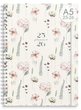 Burde Senator A5 Story Flor Agenda 2025/2026 - Planificador Semanal con Diseño Floral, Ideal para Estudiantes, Profesionales y Docentes, Calendario A5 2026, Formato Compacto, 144 Páginas