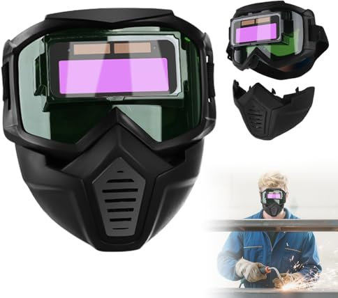Auto-Darkening Welding Helmet, Full Face Heat-Resistant Welding Mask Solar Powered Welding Goggles with Removable,Large Viewing Welder Mask (black)