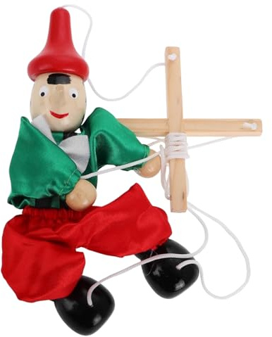 Marionnette en bois avec cordons – Figurine de avec ficelle traditionnelle – Figurine de théâtre de interactive pour jeux de rôle, anniversaire et vacances