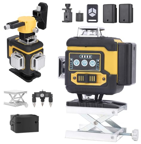 VISLONE 16 Line Laser Level 4 x 360°,Self Leveling and Outdoor Pulse Mode,Green Cross Line Laser Level with 2 Batteries,Adjustable Brightness,Remote Control,for Floor Construction and Picture Hanging