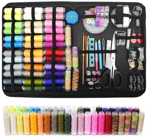 GOEDCH Kit de couture 230 pièces, équipement de base: ensemble d'accessoires de couture multicouches avec 43 bobines de fil, kit de couture cadeau haut de gamme pour débutants