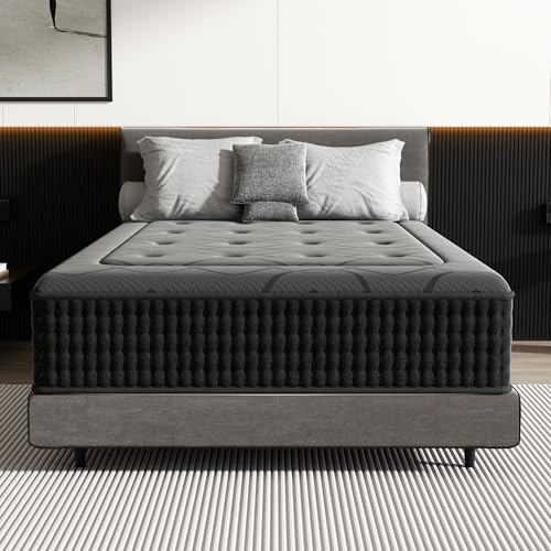 DEWINNER Matelas 90x200 cm, Hauteur 30 cm, Matelas Silencieux d'épaisseur Moyenne, Mousse à Mémoire de Forme Hybride, Ressorts Ensachés Individuels, Absorbant et Respirant