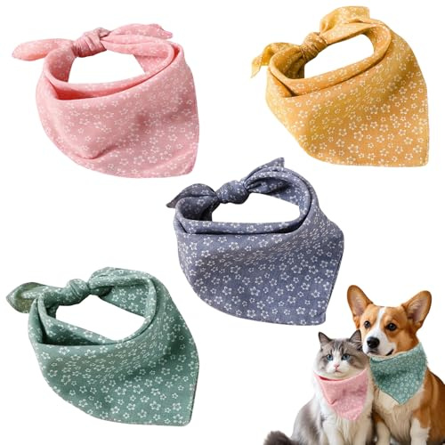 4Pcs Dog Bandana, Dog Bandanas for Medium Dogs, Adjustable Washable Dogs Decoration Accessories Bandana for Small Medium Large Dogs Cats Puppy