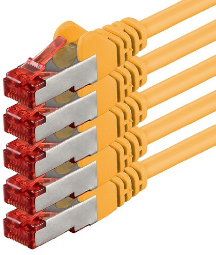 1aTTack.de 5x 0,25m - Cat 6 Netzwerk-Kabel Patch-Kabel Cat6 RJ45 SFTP - Gelb