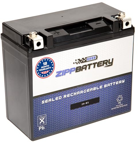 ZIPPBATTERY YTX20-BS Maintenance-Free 12V 19Ah Battery Replacement for ATV, Motorcycle, Jet Skis, Scooter, UTV, and More - Nut and Bolt (T3) Terminal