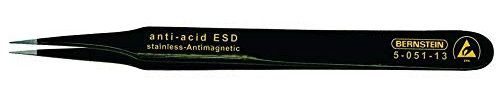 ESD SMD PINZETTE 120 mm Form 2 Edelstahl | Ableitfähig | Für Elektronik-Werkzeuge | Feinmechaniker Pinzette Spitz | Modellbau
