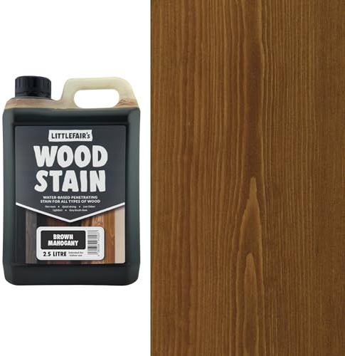 Littlefair's Wood Stain Water-Based - (Brown Mahogany) – Non-Toxic, Eco-Friendly & Quick Drying - Easy-to-Apply, Concentrated Formula for All Wood Types – 2.5 LTR