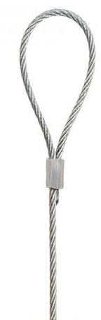 Art & More Stahlseil 2m mit Schlaufe, Bilderseil für Galerieschienen, Fotoseil zum Einhängen in Bilderleisten, Stahlseil mit Schlaufenaufhängung für Haken