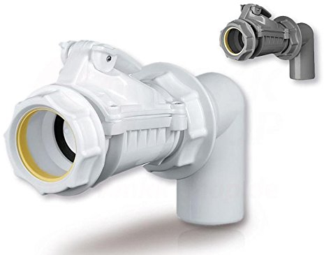 Rückstauklappe Ø 50 mm 90° bogen weiß Rückstauverschluß Rückstauventil KG Rohr Waschbecken (MKKZB50CW) Becken Abwasserrohr Bad Sperrventil