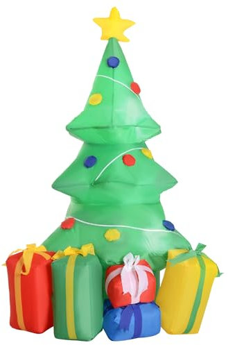 HOMCOM 5ft Inflatable Christmas Tree Xmas Air Blown Holiday Decoration LED Lawn Yard Outdoor Ornaments
