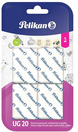 Pelikan Gomme de Cancellare UG20, Gomma Bianca, Confezione da 4 Pezzi
