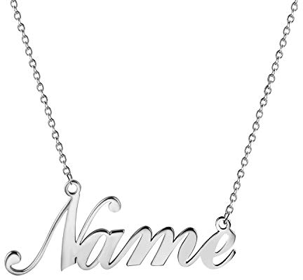 JewelryWe Schmuck Namenskette Damen Edelstahl Personalisierte Kette Halskette mit Name, Geschenk für Frauen, Freundin, Mutter, Schwester (Silber)