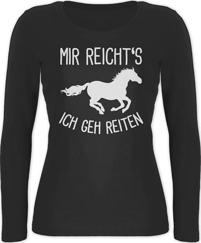 Langarmshirt Damen - Mir reichts ich GEH Reiten I Geschenk Pferde I Pferdemädchen I Pferdeliebhaber - XS - Schwarz - reitbekleidung Reiter Klamotten sprüche Pferd gehe Shirt