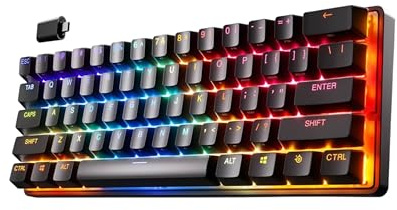 SteelSeries Apex Pro Mini Wireless HyperMagnetic Tastiera da gaming - La più veloce al mondo - Fattore di forma 60% - RGB - Copritasti in PBT - BT - 2.4GHz - USB-C - Layout Americano (QWERTY)