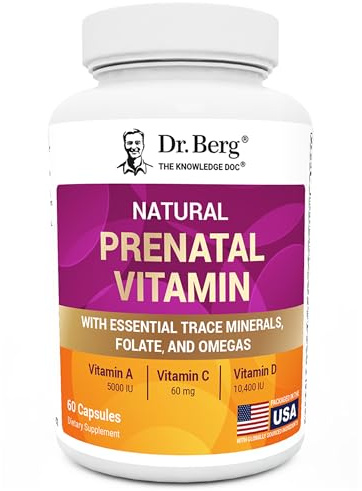 Dr. Berg Natural Prenatal Vitamins for Women (Pregnant & Nursing) - Prenatal Vitamins with Folate, Vitamins, Minerals, Omegas, &11 Powerful Superfoods - Womens Prenatal Multivitamin - 60 Capsules