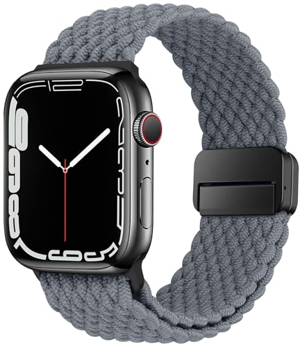 HITZEE Compatible con Correa Apple Watch 49/46/45/44/42/41/40/38mm, Correas Elástica con Cierre Magnético Diseñadas para Apple Watch Ultra 2 Serie 10 9 8 7 SE 6 5 4 3 (38/40/41/42, Gris)