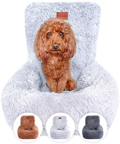 Wahre Tierliebe Hunde Autositz Fluffy inkl. Sicherheitsgurt - waschbarer Hundesitz Auto in schwarz/weiß für kleine, mittlere & große Hunde I Autositz Hund, Hundeautositz, Hund Auto, Hundebox