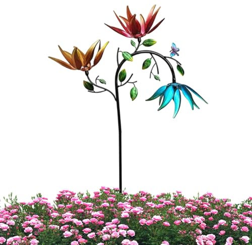 Mulino a rotante, mulino a rotante per il giardino | decorazioni mulino a – mulino a rotante con girasole e farfalla, decorazione cortile/esterno, ruote a in metallo per