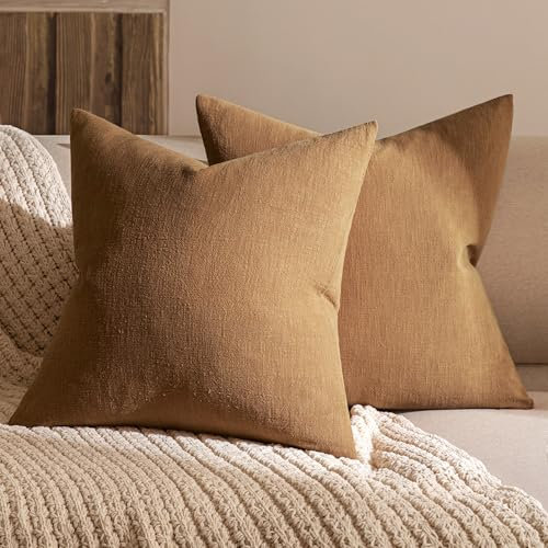 MIULEE Kissenbezüge Kissenhülle Dekokissen Leinen Dekorative Kissenbezug Sofakissen Couchkissen Deko mit Verstecktem Reissverschluss für Sofa Schlafzimmer 2er Set 40x40 cm Braun