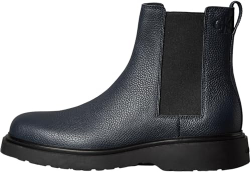 Calvin Klein Uomo Stivaletti Chelsea Combat in Pelle, Blu (Navy/Black), 42