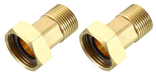 sourcing map 2Pcs Brass Water Meter Pipe Fitting, G3/4 Male x G1 Female Threaded Brass Hex Nipple Connector with Seal Washer for Water Meter Coupling Replacement and Repair