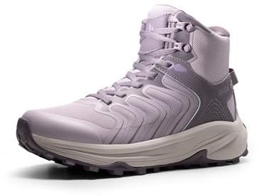 NORTIV 8 vandringsstövlar för kvinnor vattentäta med fotvalvsstöd sneakers promenader utomhus bekväm lätt stövel Echo Mid, Ljuslila, 43 EU