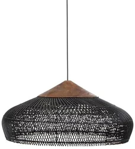 USMCPQVXN Lámpara Colgante de Ratán, de Madera Y Mimbre Negro, de Bambú, Estilo Rústico Vintage, Estilo Jaula, para Comedor, Cocina, Isla, Sala de Estar Y Dormitorio./Estilo D