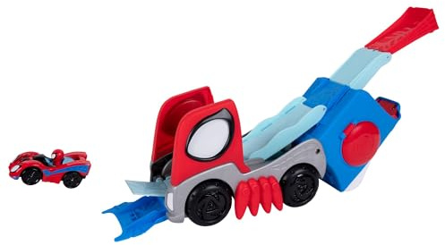 Jazwares Marvel Spidey and His Amazing Friends Transforming Hauler Raceway - 9-Inch Vehicle and Trackset with Exclusive Amazing Metal