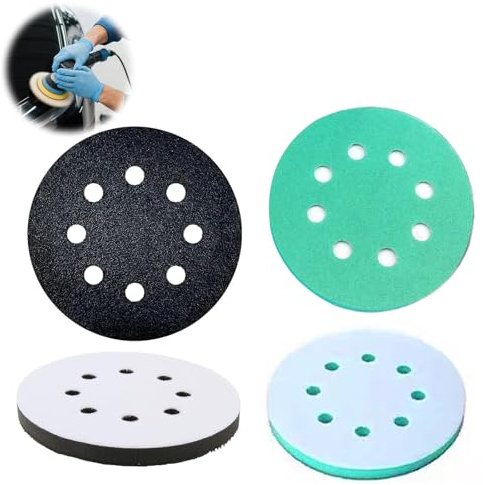2 Pièces Pad de Polissage 125mm en Mousse Haute Élasticité, Disque Interface pour Ponçeuse Excentrique, Coussinet de Soutien Tampon avec 8 Trou pour Polisseuse et Outil de Ponçage