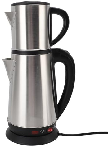aqxreight Rostfritt Stål Elektriskt Turkisk Vattenkokare med Infuser - 1L Tekanna och 2L Dubbel Vattenkokare för Svart och örtte Hemma Hemma (#1)