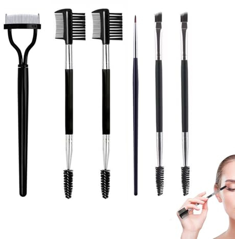 ZWWOGE Set per Piegaciglia, 6 in 1 Kit per Piegare Ciglia con Pettine per Ciglia 2 Separatori per Ciglia 2 Ciglia Pennello Dettagliato, Strumenti per Trucco degli Occhi Professionali (Set da 6)