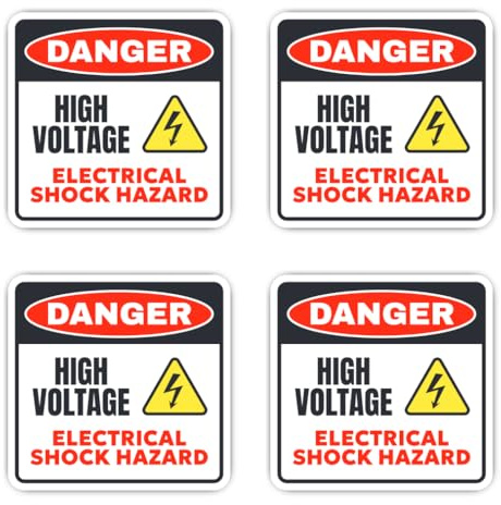 Laminierte Aufkleber: 75 mm, 4 Stück - Hochspannung Danger Electrical Shock Hazard