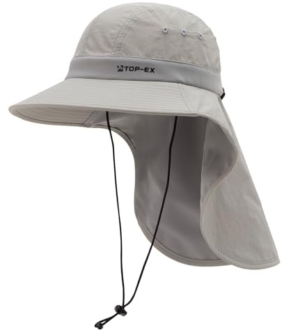 TOP-EX Solhatt män med nackskydd – UV-skydd 50+ vandringshatt med kylningsteknik, brett brätte och vikbar, safari fiskarhatt för utomhusbruk, fiske och trädgård (storlek M-XXL)