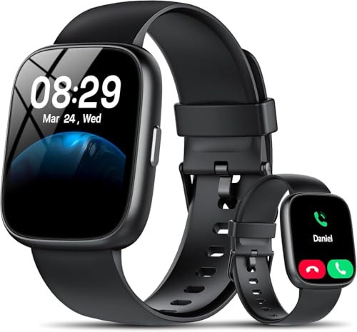 Montre Connectée Femme Homme, 1,83 HD Smartwatch avec Appel Bluetooth, Alexa Intégrée, Etanche IP68 montre connectee, 120+ Sportifs, Smart Watch avec SpO2/Sommeil/Fréquence Cardiaque/Podometre, Noir