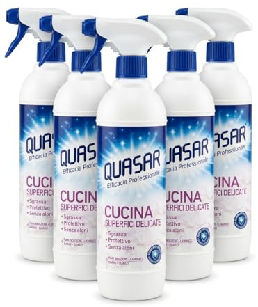 Detergente Spray Cucina per Superfici Delicate, Sgrassante, Senza Aloni, 580ml, Set Multiplo (Set da 6 Flaconi)