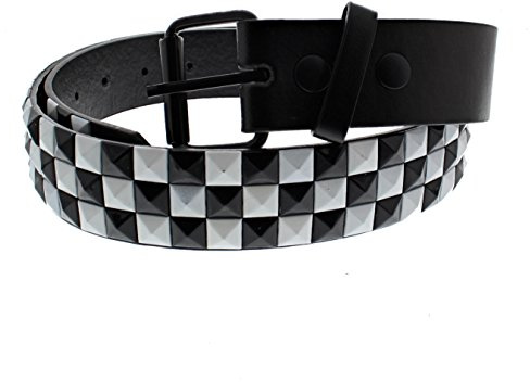 Zac's Alter Ego Bicolour Chessboard 3 Row Pyramid Studded Belt