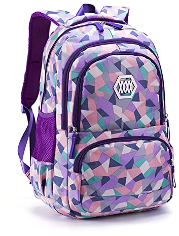 IvyH Sac à Dos Enfants, Cartable pour Les Garçons et Les Filles, Sacs D'école pour Primaire et Collège, Sac à Dos Casual de Voyage et de Camping pour Élèves et Adultes, Violet