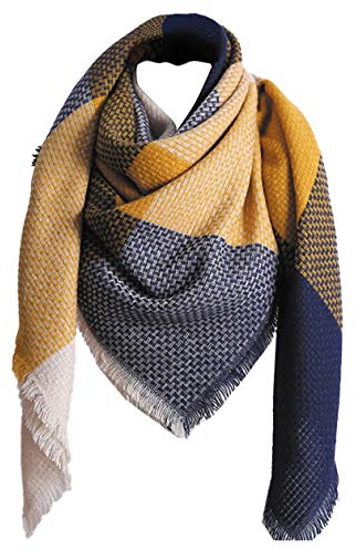 Rokmym XXL Damenschal, Streifenschal, Modequasten, weich, Damenschal, Wickelschal, Herbst, Winter, warm, Mehrfarbig Einheitsgröße