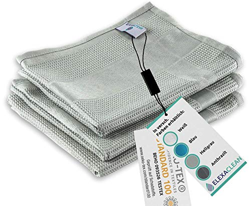 ELEXACLEAN Strofinacci da cucina in microfibra (68 x 42 cm, Set di 3, Grigio) - Strofinacci moderni per tavolo - bar - cucina