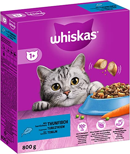 Whiskas Adult 1+ Trockenfutter Thunfisch, 5x800g (5 Packungen) - Katzentrockenfutter für erwachsene Katzen - unterschiedliche Produktverpackungen erhältlich