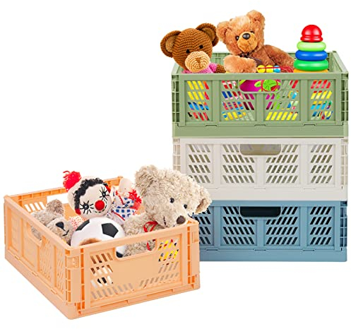 Falten Aufbewahrungskorb 4 Stük Regalkörbe Plastik Lagerkisten Faltbar Aufbewahrungsboxen Küche Schubladeneinsätze Stapelbare Regal Körbe Lagerkästen Transport boxen Schrankbehälter Home Container