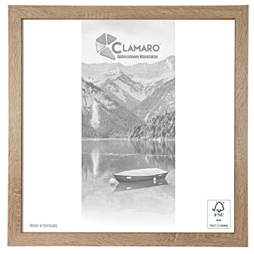 CLAMARO Collage bildram 100 x 100 kvadratisk | Sonoma ek | handgjord modern fyrkantig bild och fotoram inklusive akrylglas, baksida och hängare (liggande och stående format)
