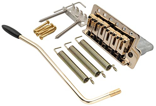 Musiclily Pro 52,5mm Moderno Puente Trémolo 6 Tornillos 36mm Bloque Corto para Guitarra Eléctrica tipo Squier Strat, Dorado