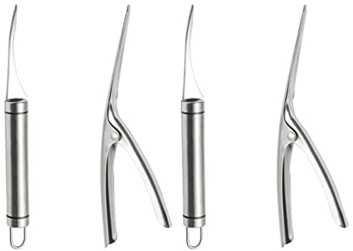 BESTonZON 2 Ensembles Éplucheur De Crevettes Spatule En Métal Nettoyeur De Crevettes Couteau à Crevettes Éplucheur De Fruits De Mer Cuisine Décortiqueur Acier Inoxydable Pelé Faire Tourner