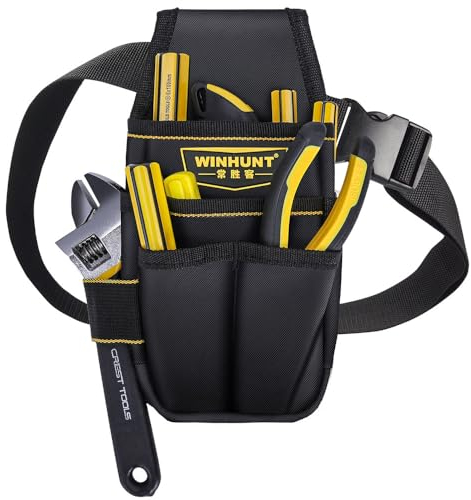 winhunt Porte - Outils, Porte - Outils avec Anneau Marteau, Sangle en Nylon résistant à la déchirure, 15 Poches, 12.5x6x23.5cm, Porte - Outils, pour Artisan électricien, Jardinier, Fleuriste