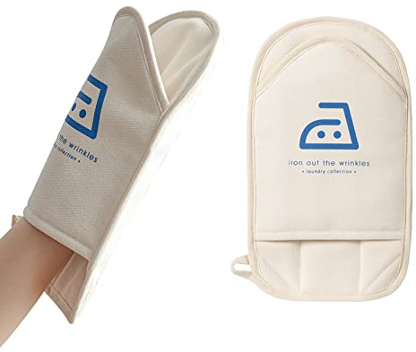 SHIMOYAMA Guanti da stiratura, 1 pezzo, grandi guanti di protezione dal calore per vapore, aiuto per stirare, tappetino resistente al calore, per vestiti, bianco off-white