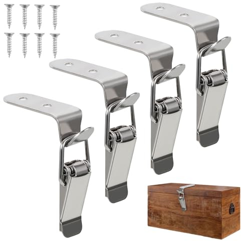 90 Degree Hook Lock Bolt,304 Stainless Steel Safety Angle Locking Latch | Right Angle Toggle Latch, Angle Toolbox Lock for Door Window Drawer Toolbox Closet Cabinet Case Box